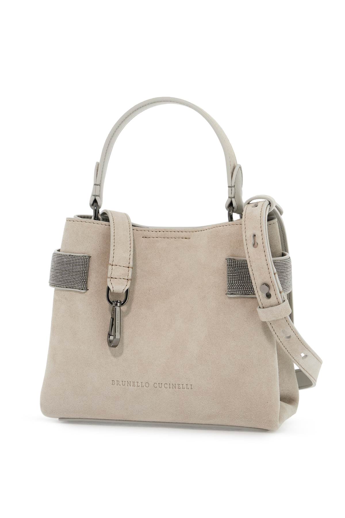 Shop Brunello Cucinelli Handbag With Precious Bands In Quarzo (grey)