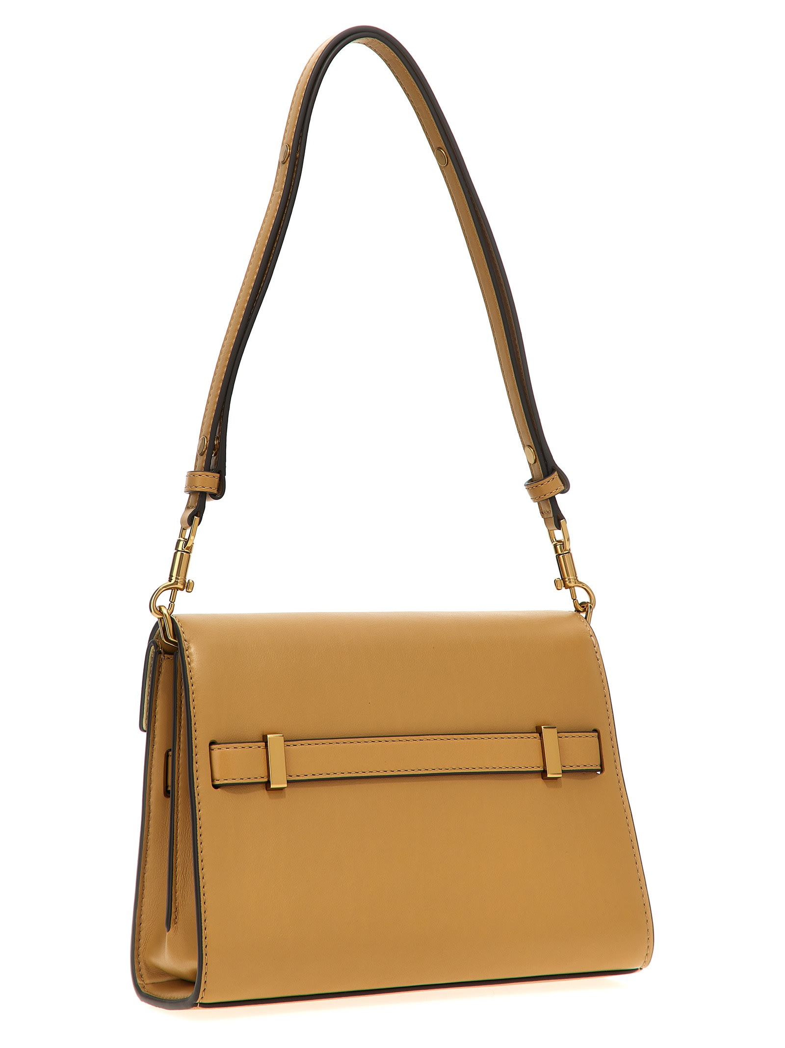 Shop Tory Burch Lee Radziwill Shoulder Bag In Beige