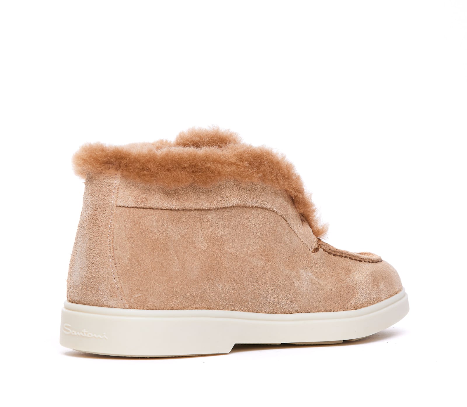 Shop Santoni Desert Suede Bootie In Beige