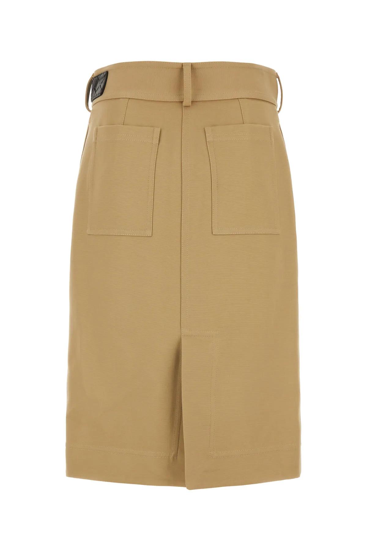 Shop Bottega Veneta Beige Cotton Skirt