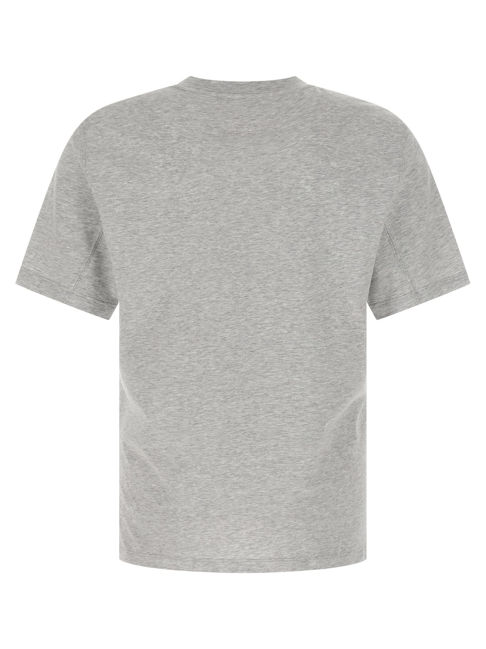 Brunello Cucinelli Printed Logo Crew Neck Short Sleeve Top In Gray