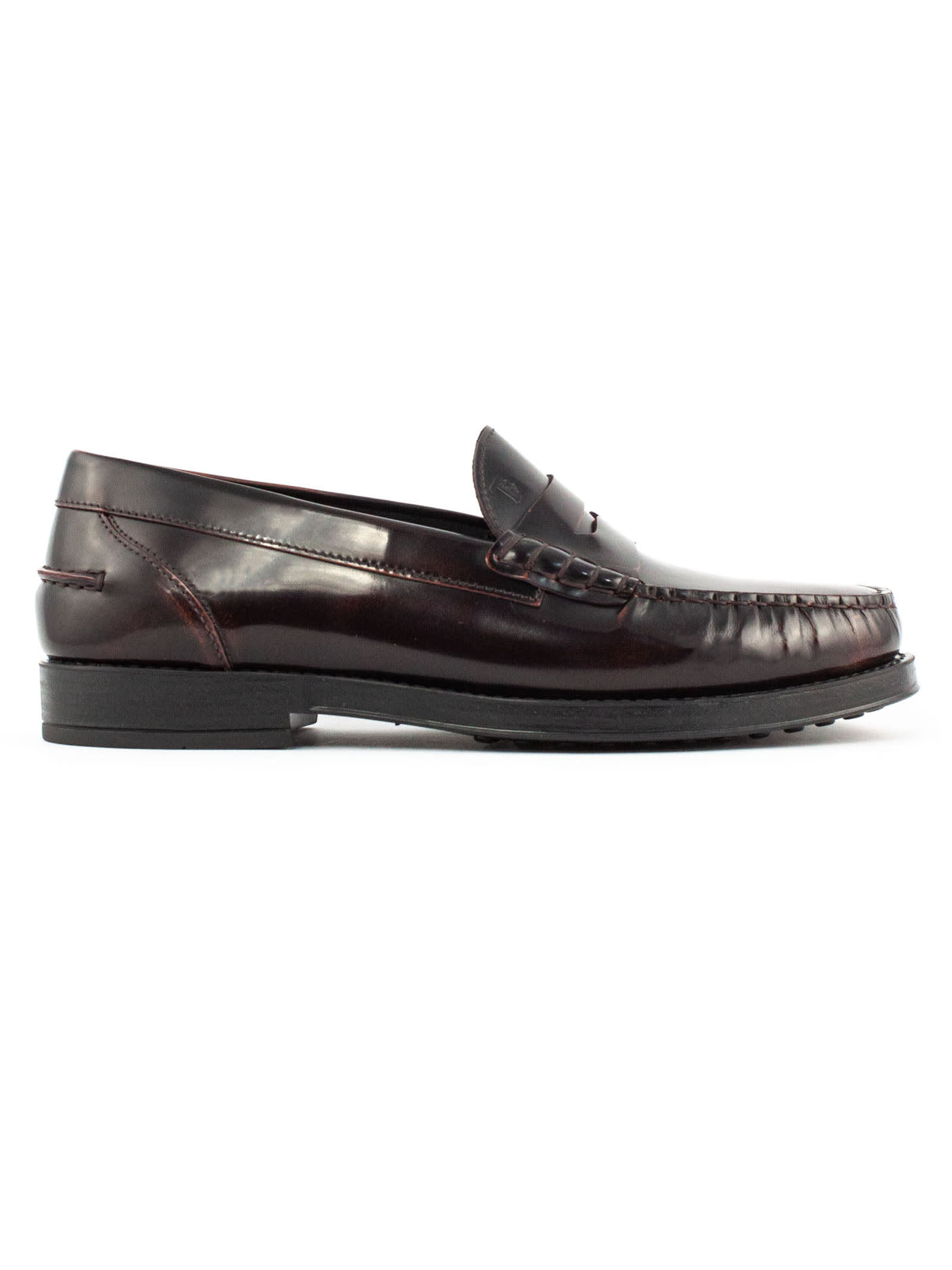 Tods Loafers In Burgundy Brushed Leather