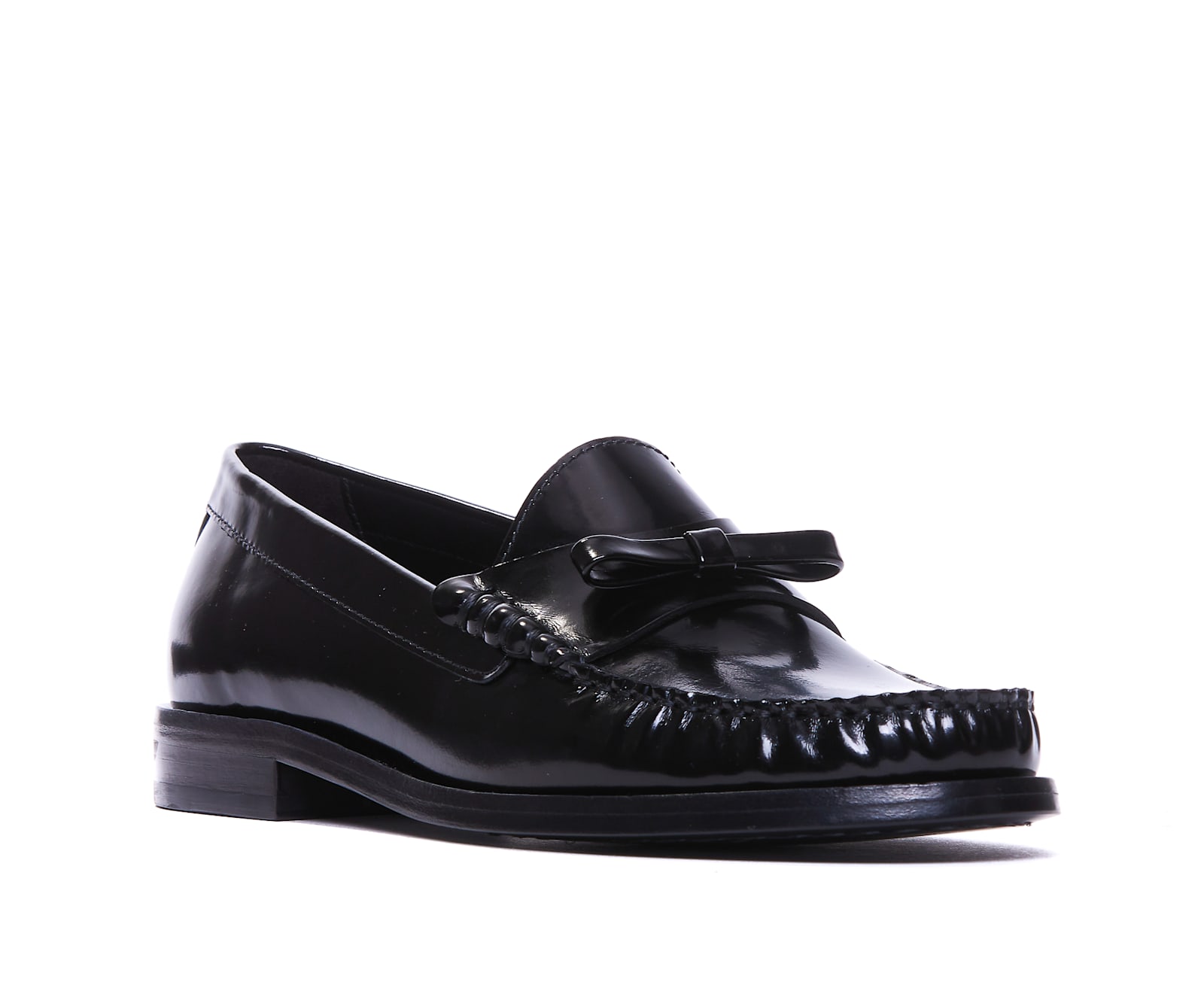 Shop Stuart Weitzman Lottie Bow Loafers In Black