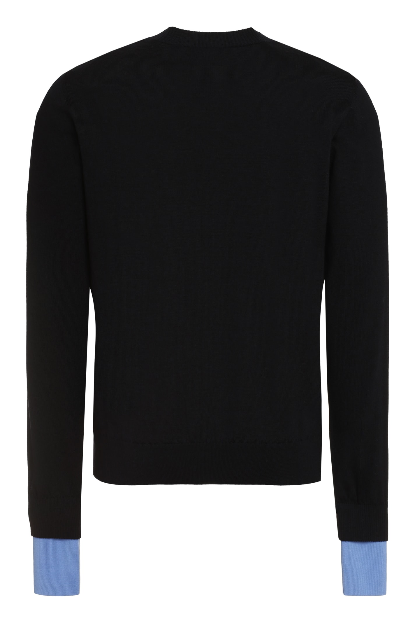 Shop Off-white Knit Wool Pullover In Black