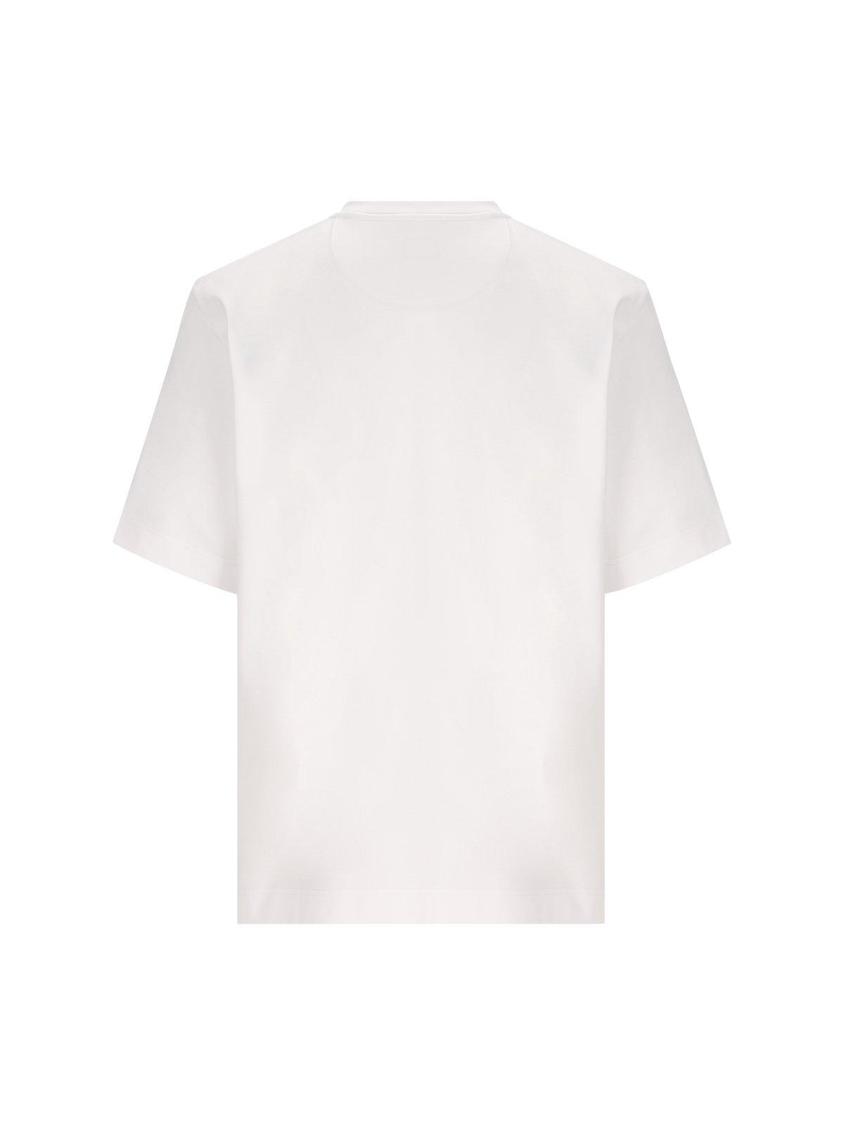 Shop Fendi Logo Embroidered Crewneck T-shirt In White