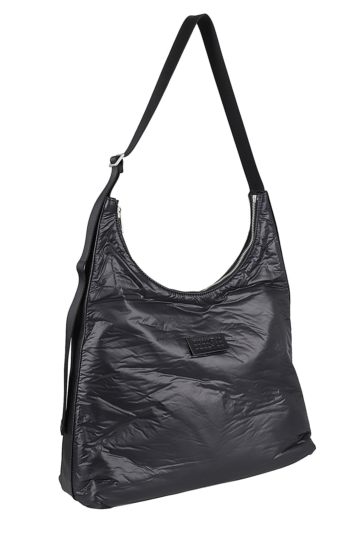 Shop Mm6 Maison Margiela Crunched Nylon Bag In Black