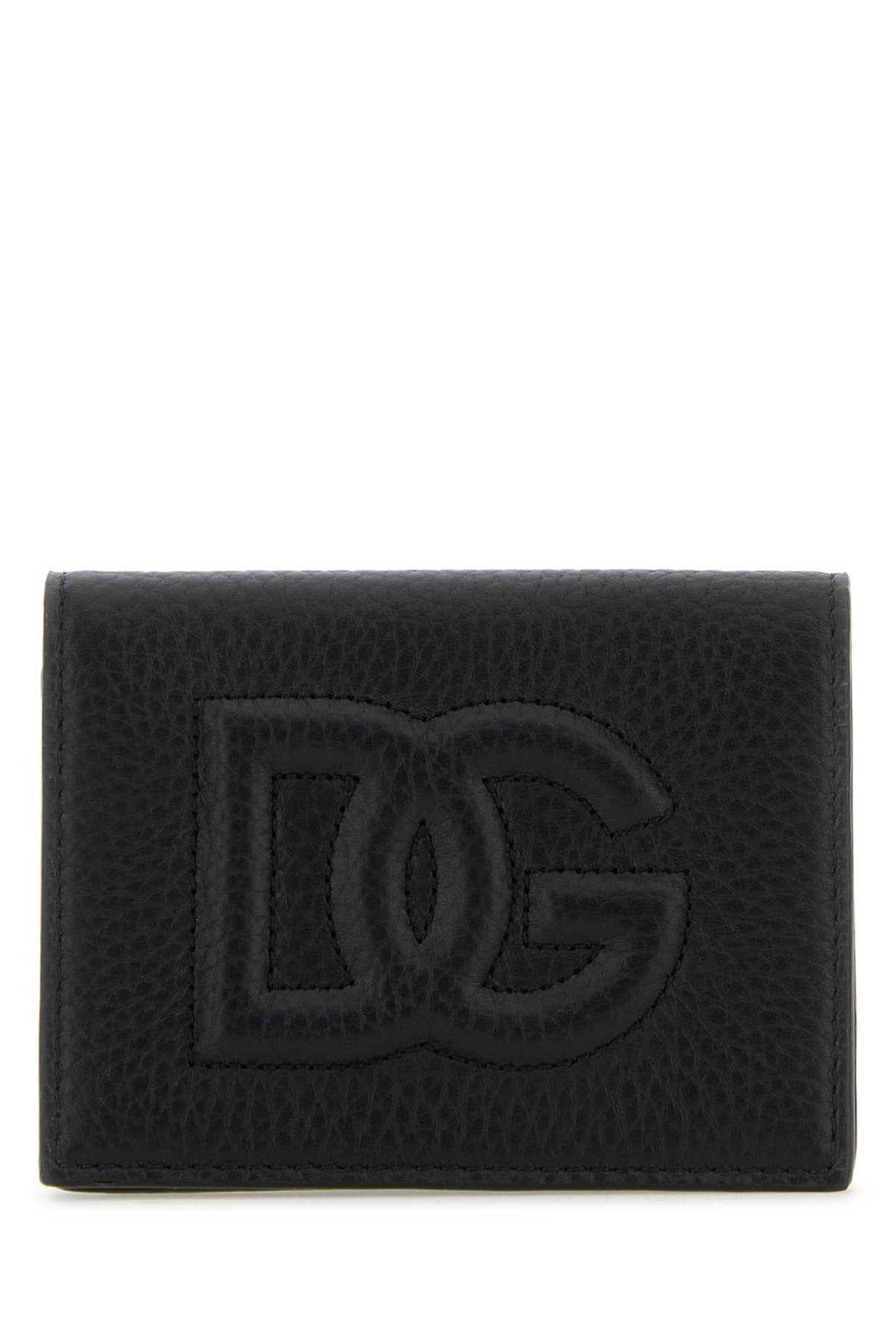 Shop Dolce & Gabbana Logo Embossed Foldover Top Wallet In Nero (black)