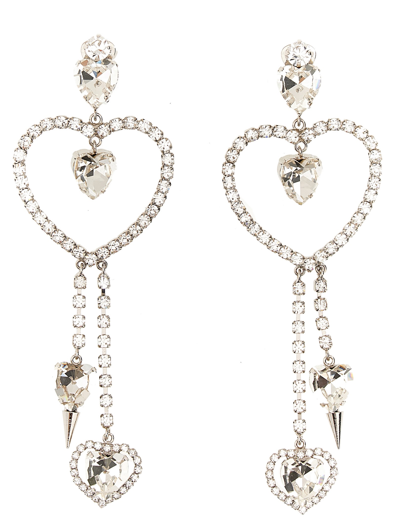 Shop Alessandra Rich Heart Earrings In Silver