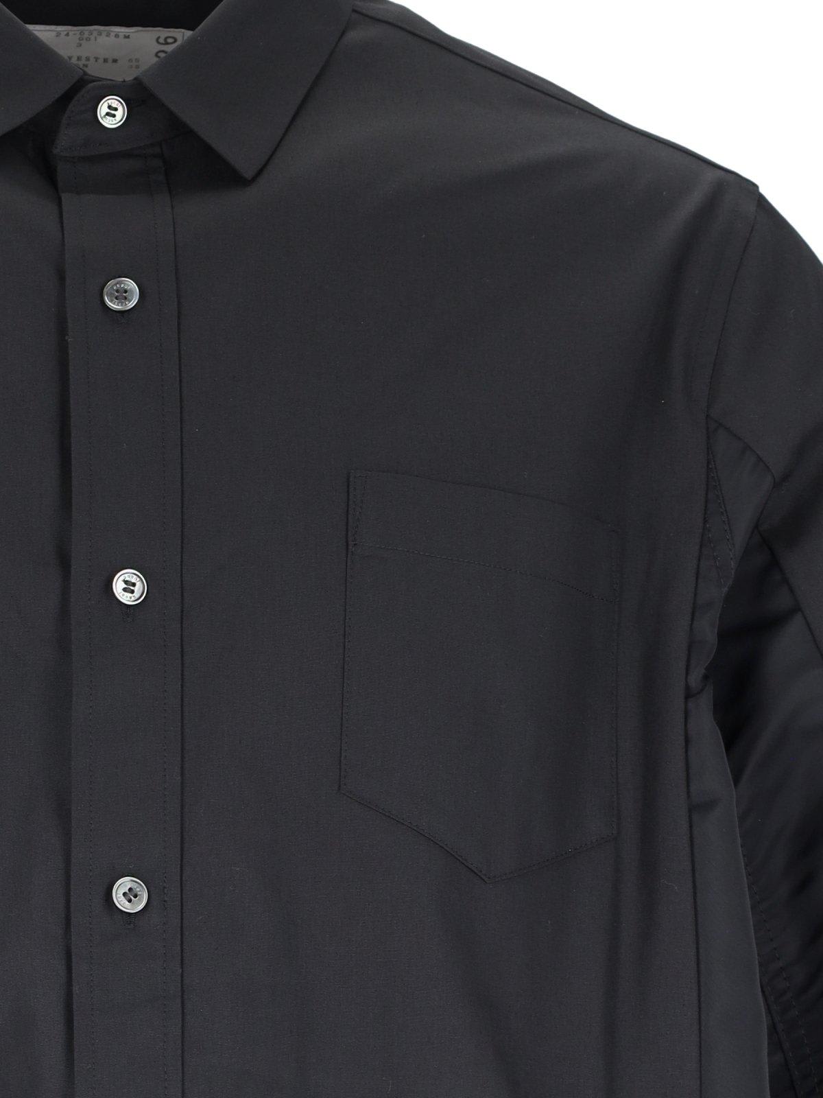 Shop Sacai Buttoned Long-sleeved Poplin Shirt In Black