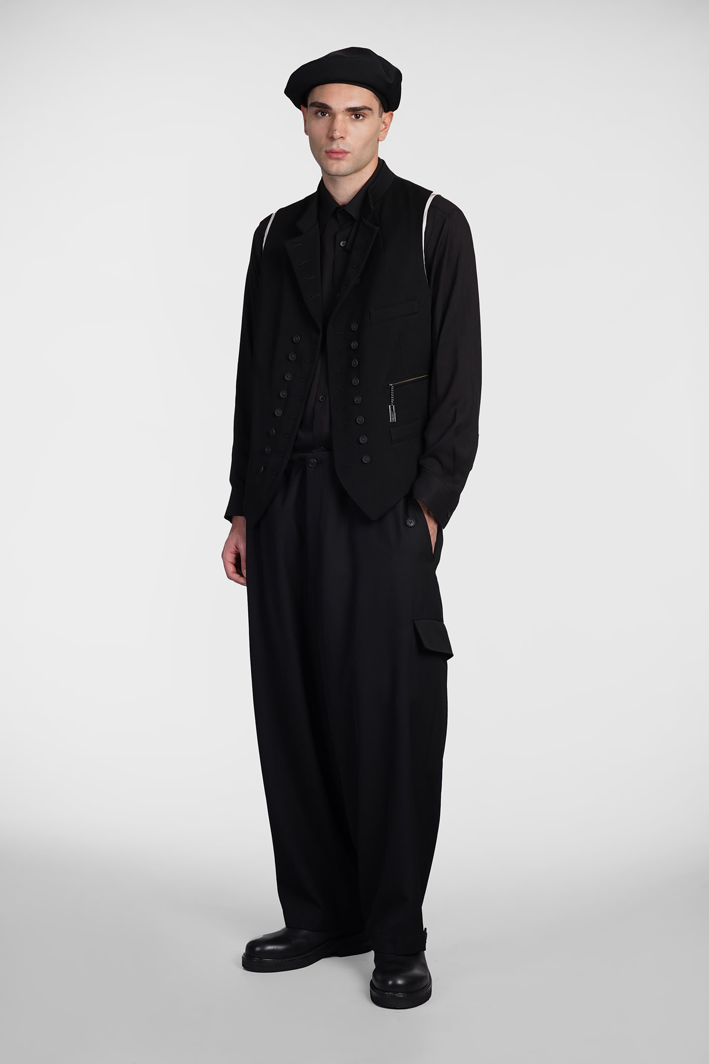 Shop Yohji Yamamoto Shirt In Black Cotton