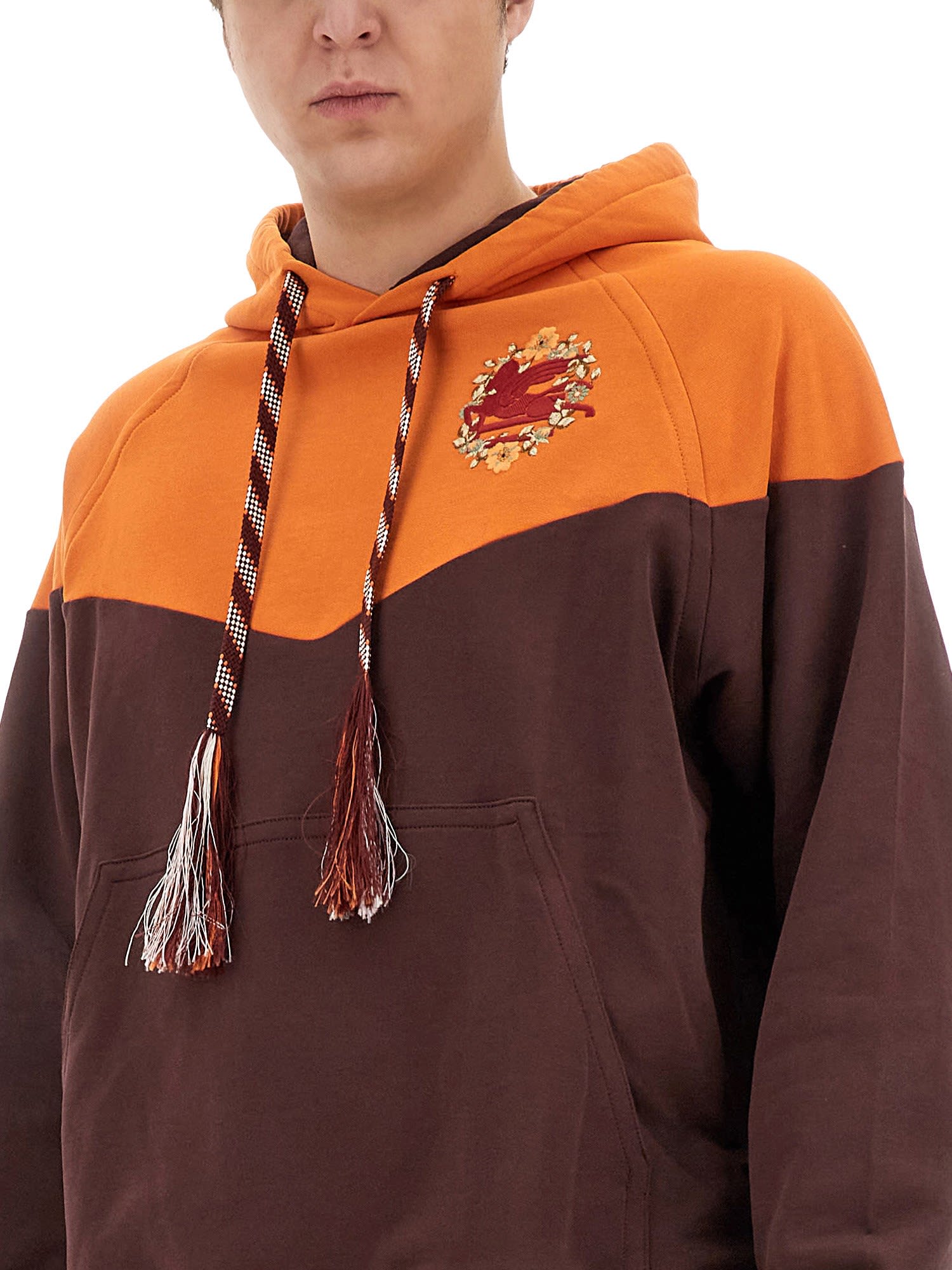 Etro Hooded Sweatshirt With Logo In Orange