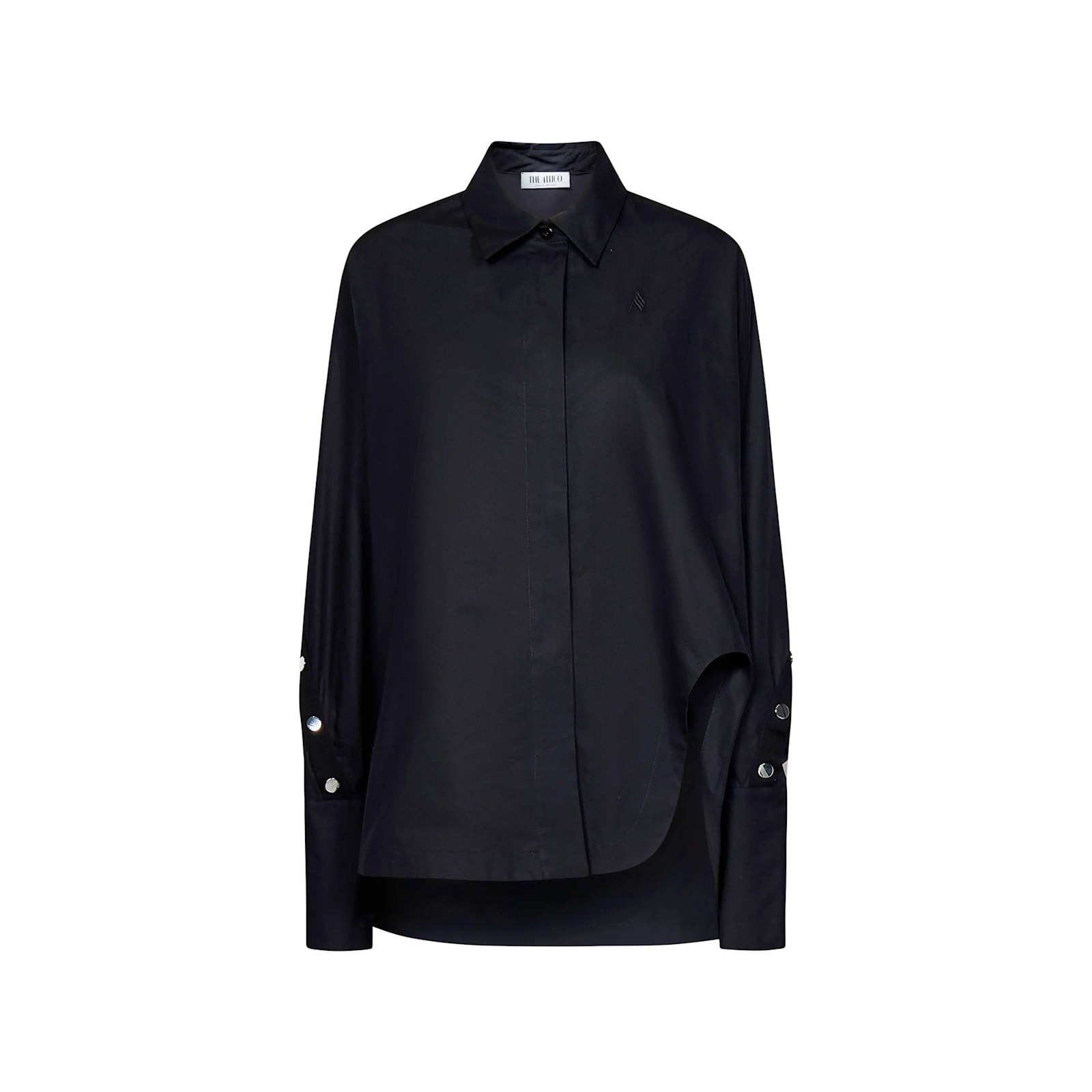 Shop Attico Asymmetric Cotton Shirt In Black