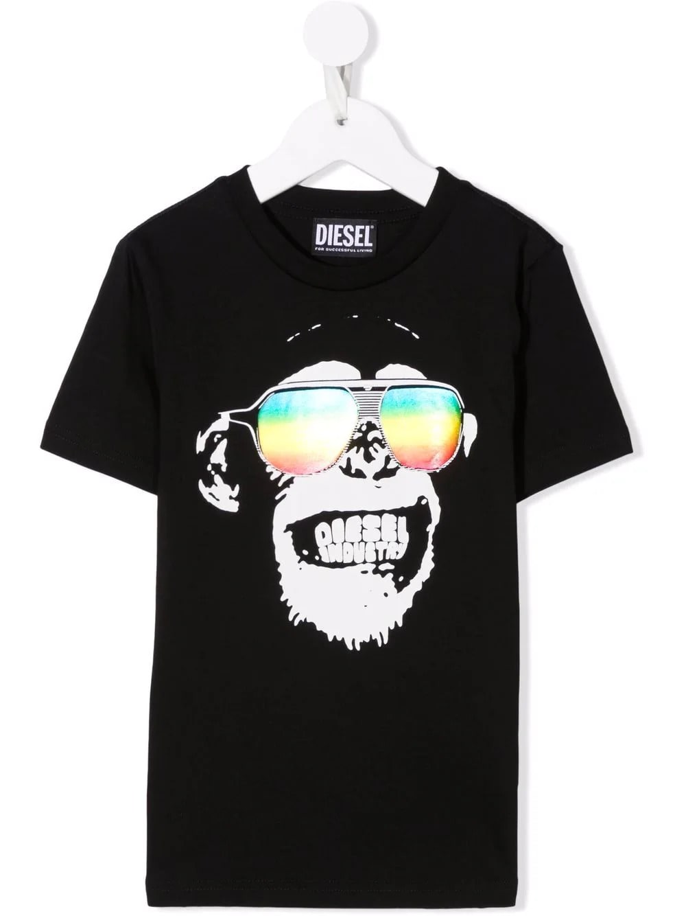 Diesel Kids Black T-shirt With Monkey Print