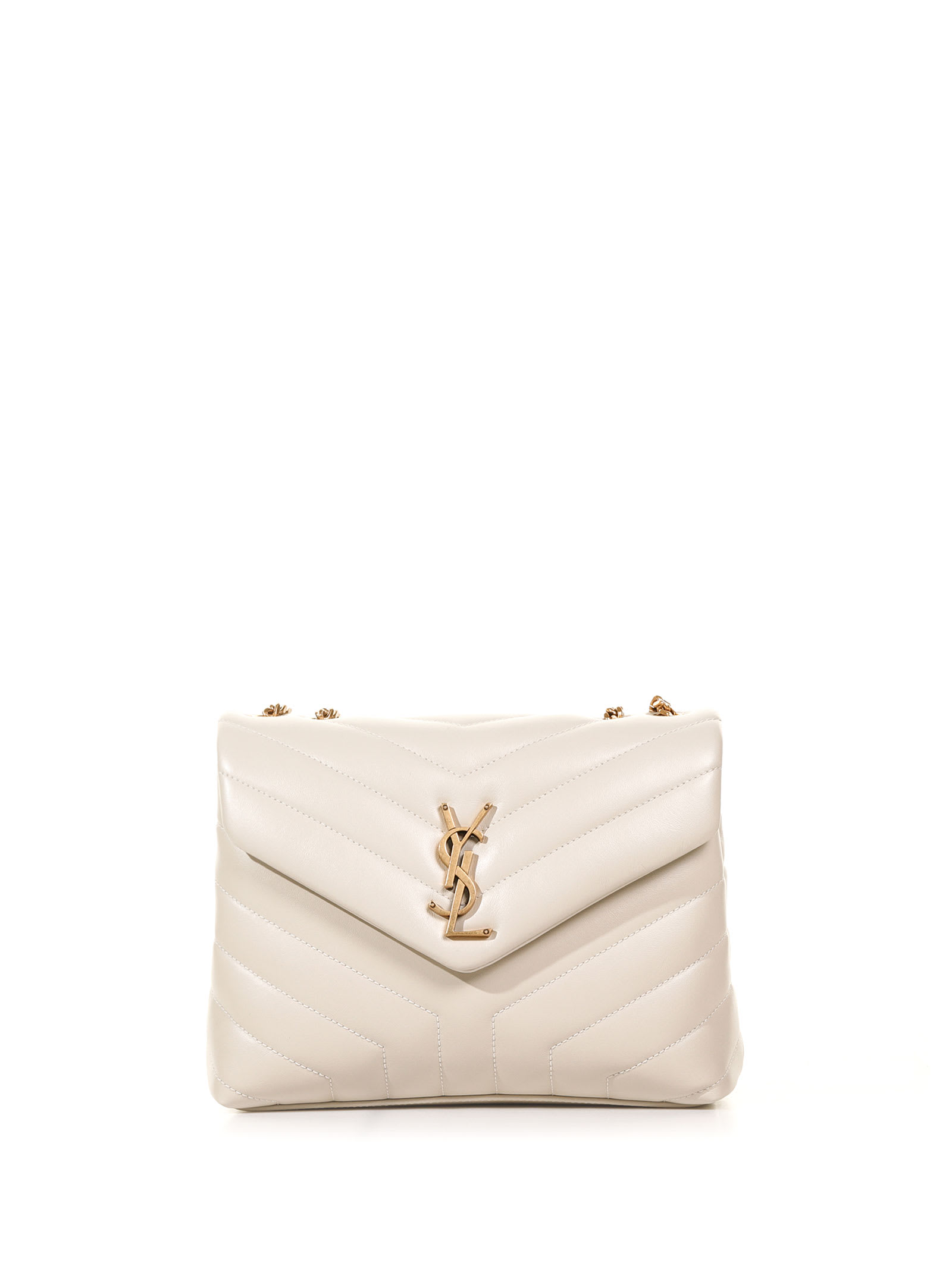 Saint Laurent Loulou Small Quilted Leather Shoulder Bag In Crema Soft