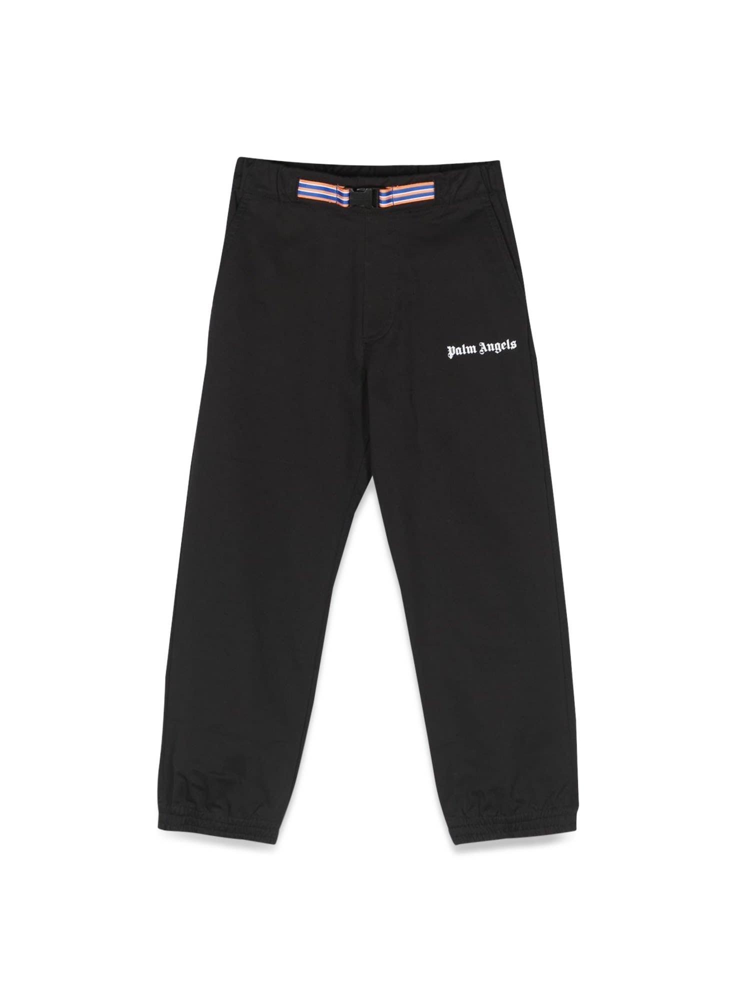 Palm Angels Kids' Pants With Logo In Nero
