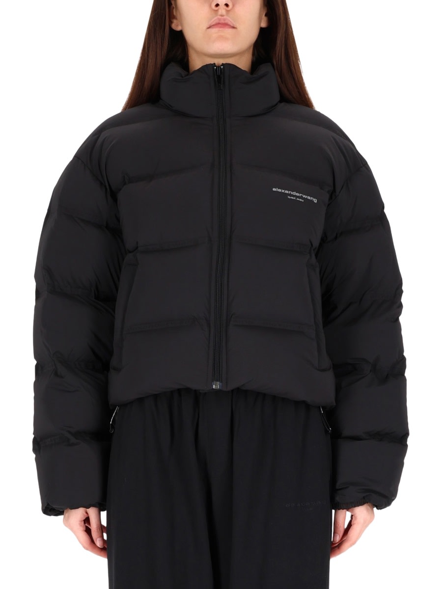 Alexander Wang Cropped Jacket With Logo In Black