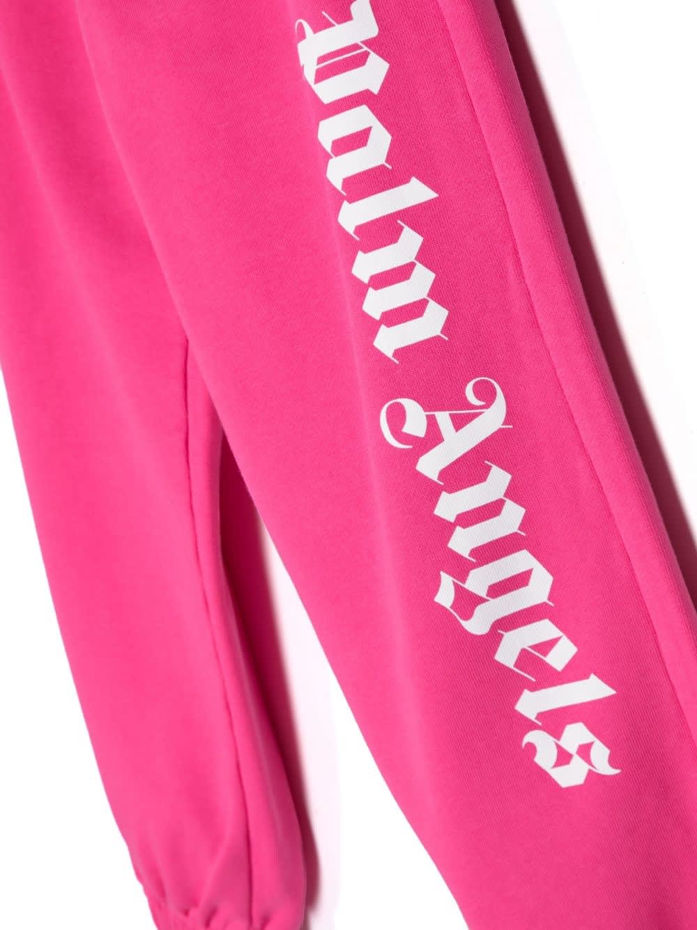 Shop Palm Angels Fuchsia Joggers With Logo In Pink