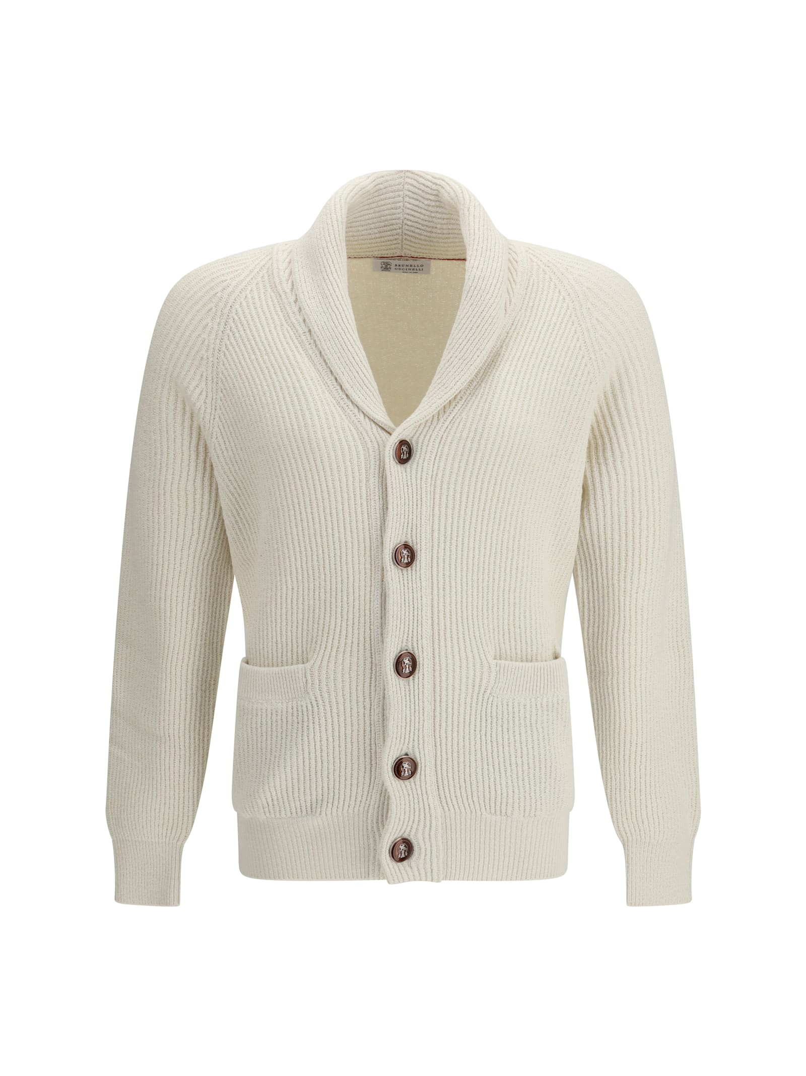 Brunello Cucinelli Ribbed Cardigan In Transparent