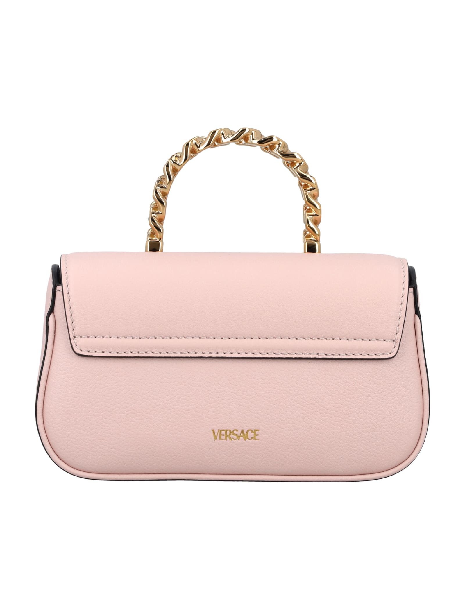 Shop Versace Horizontal Mini Top Handle Bag In Dusty Rose