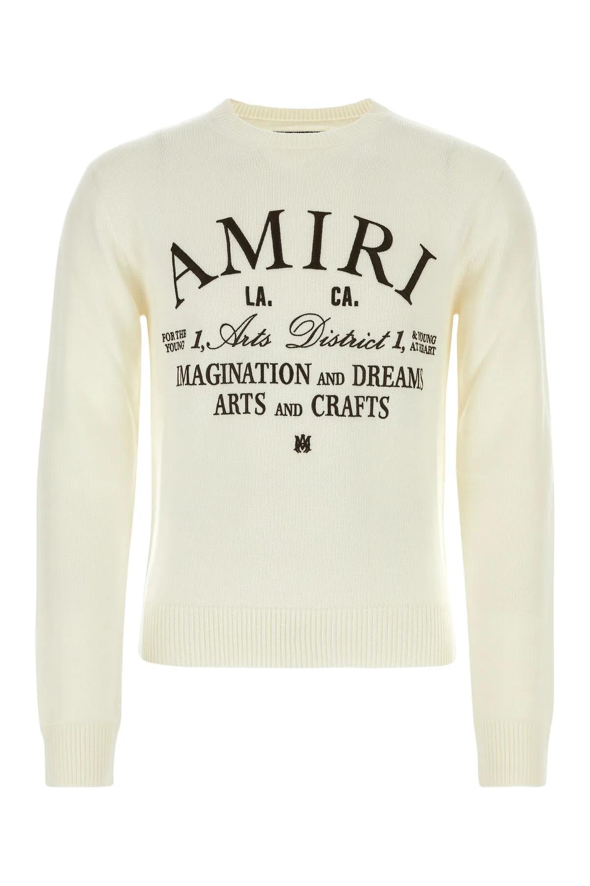 Shop Amiri Ivory Wool Blend Arts District Sweater