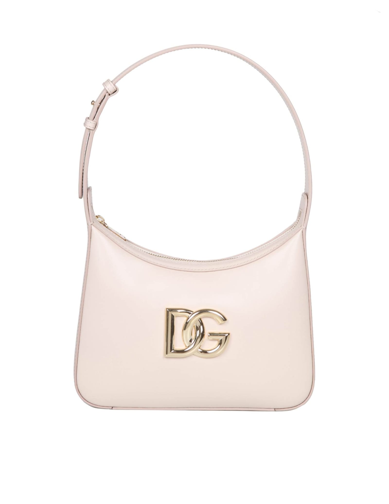 Dolce & Gabbana 3.5 Leather Shoulder Bag With Dg Logo In Rose Flesh