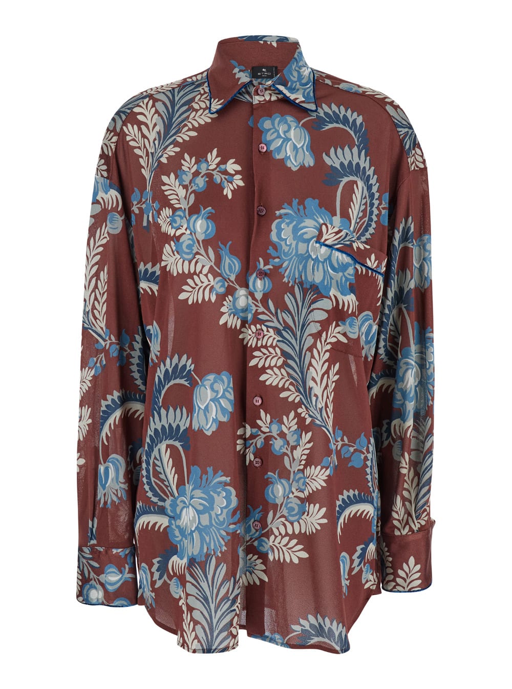 Shop Etro Bordeaux Shirt With All-over Paisley Motiv In Viscose Woman