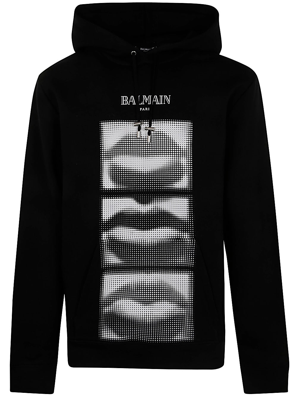 Shop Balmain Lips Print Hoodie In Eab Black White