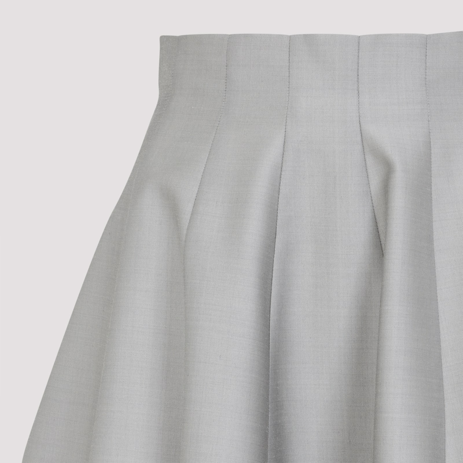 Alberta Ferretti High-waisted Midi Skirt With Structured Pleats In Gray