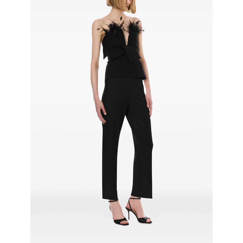 Alberta Ferretti Women Viscose Blend Top With Feathers Profile In Black