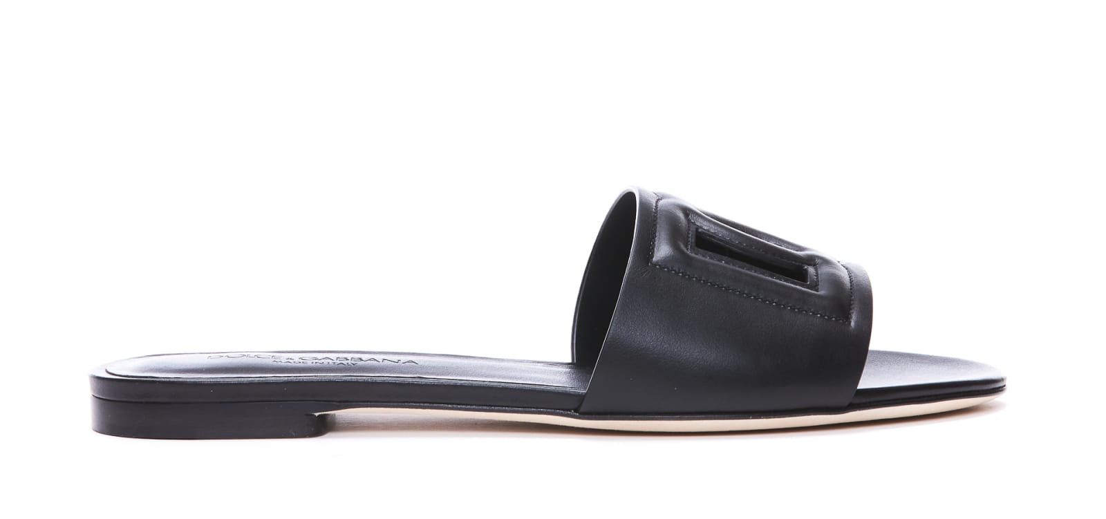 Shop Dolce & Gabbana Dg Millennials Logo Slide Sandals In Black