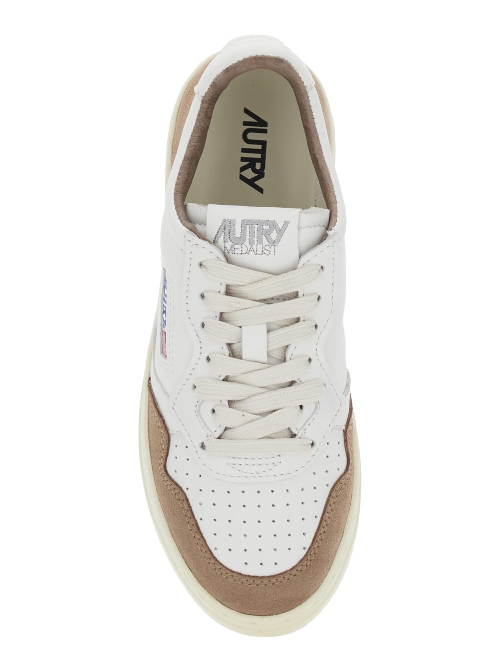 Autry Light Brown Calf Suede Sneakers In Sand