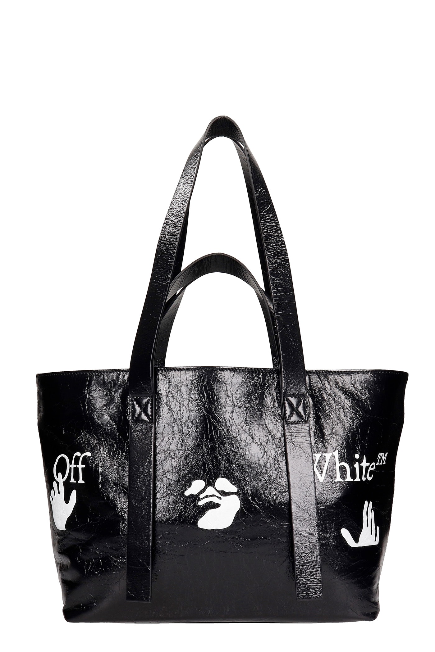 Off-white Tote In Black Leather
