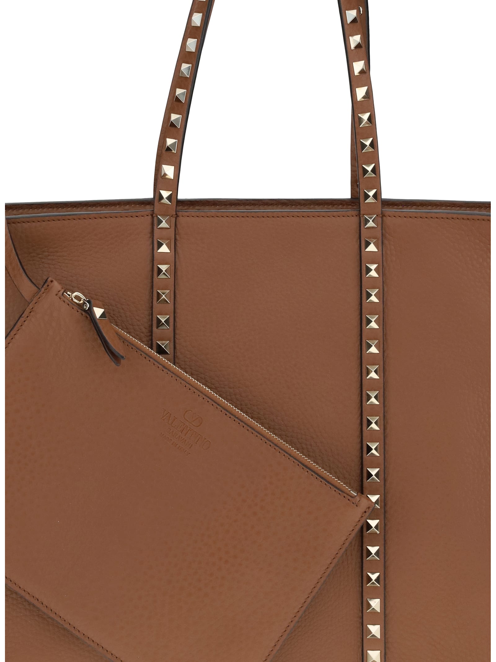 Valentino Garavani Rockstud Tote With Edgy Embellishments In Brown