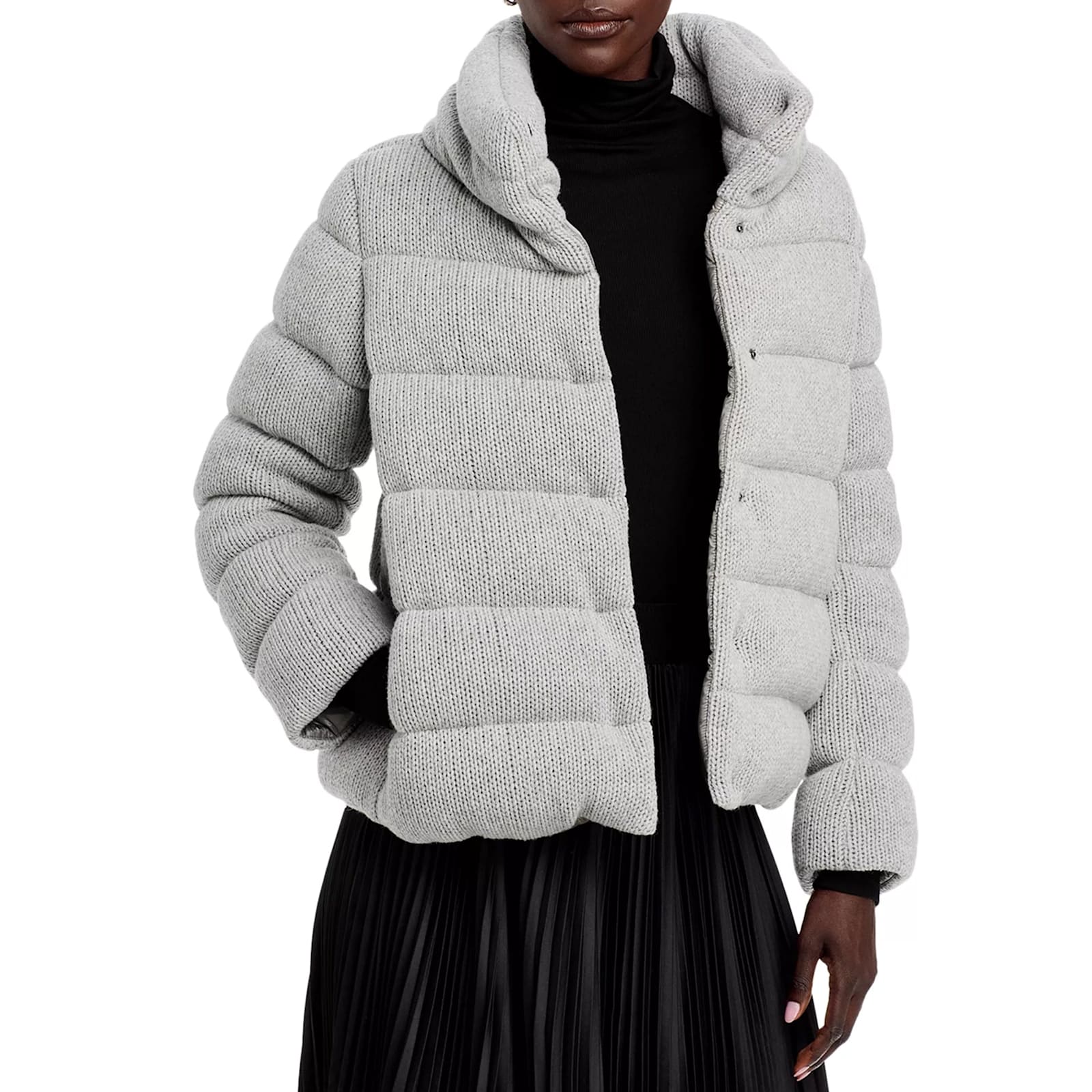 Herno Quilted Knit Bomber Jacket Women In Gray