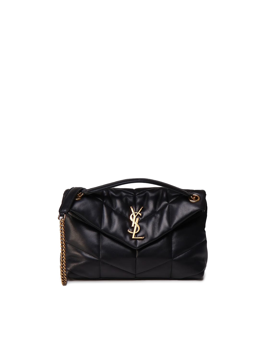 Shop Saint Laurent Loulou Puffer Shoulder Bag In Black