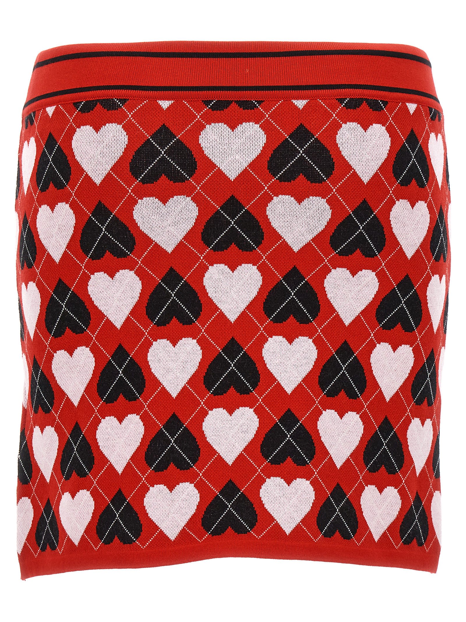 Shop Msgm Hearts Skirt In Multicolor