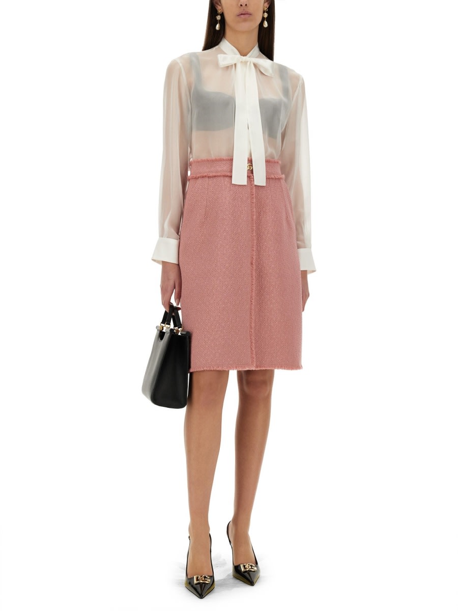 Shop Dolce & Gabbana Rachel Tweed Midi Skirt In Pink