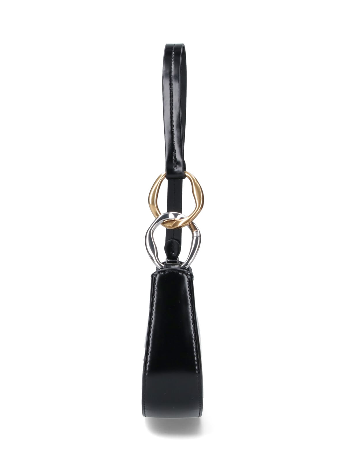 Staud Ollie Polished Leather Top Handle Bag In Black