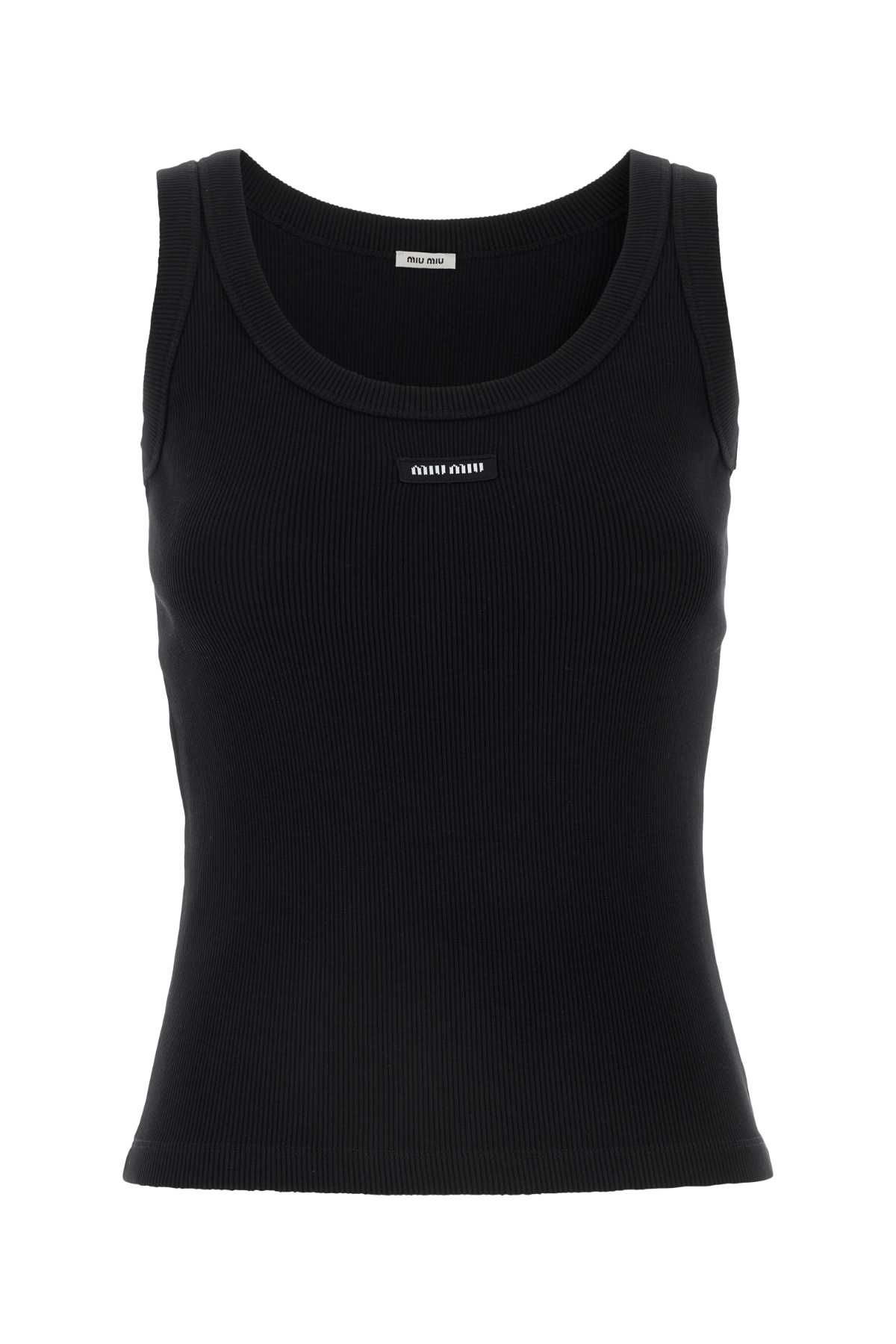 Black Stretch Cotton Tank Top