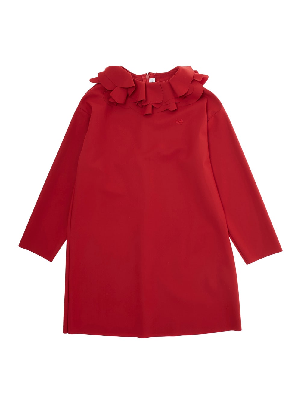 Il Gufo Ruffled Long-sleeve Dress In Red