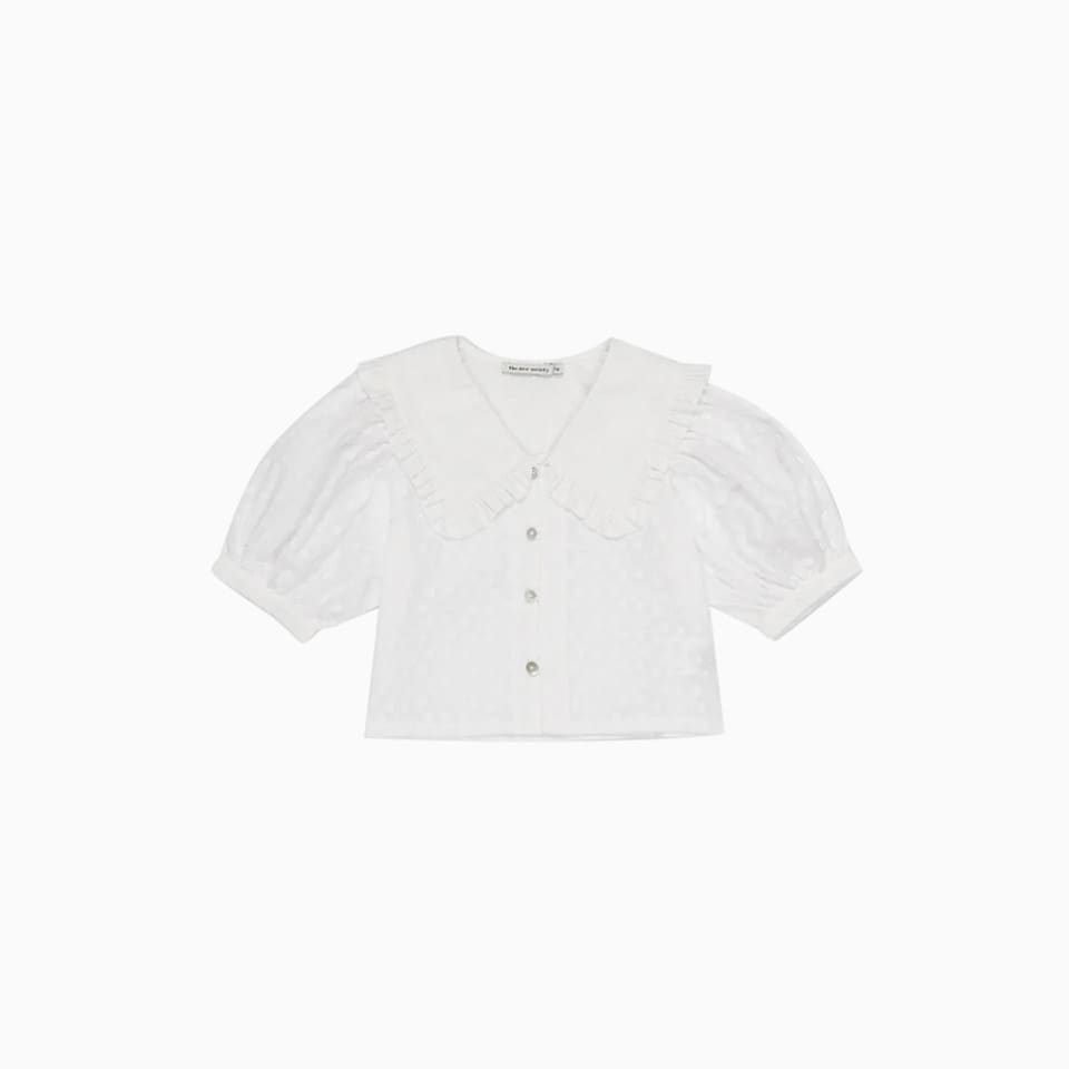 The New Society Kids' Antonella Shirt In Solid Color Poplin In White
