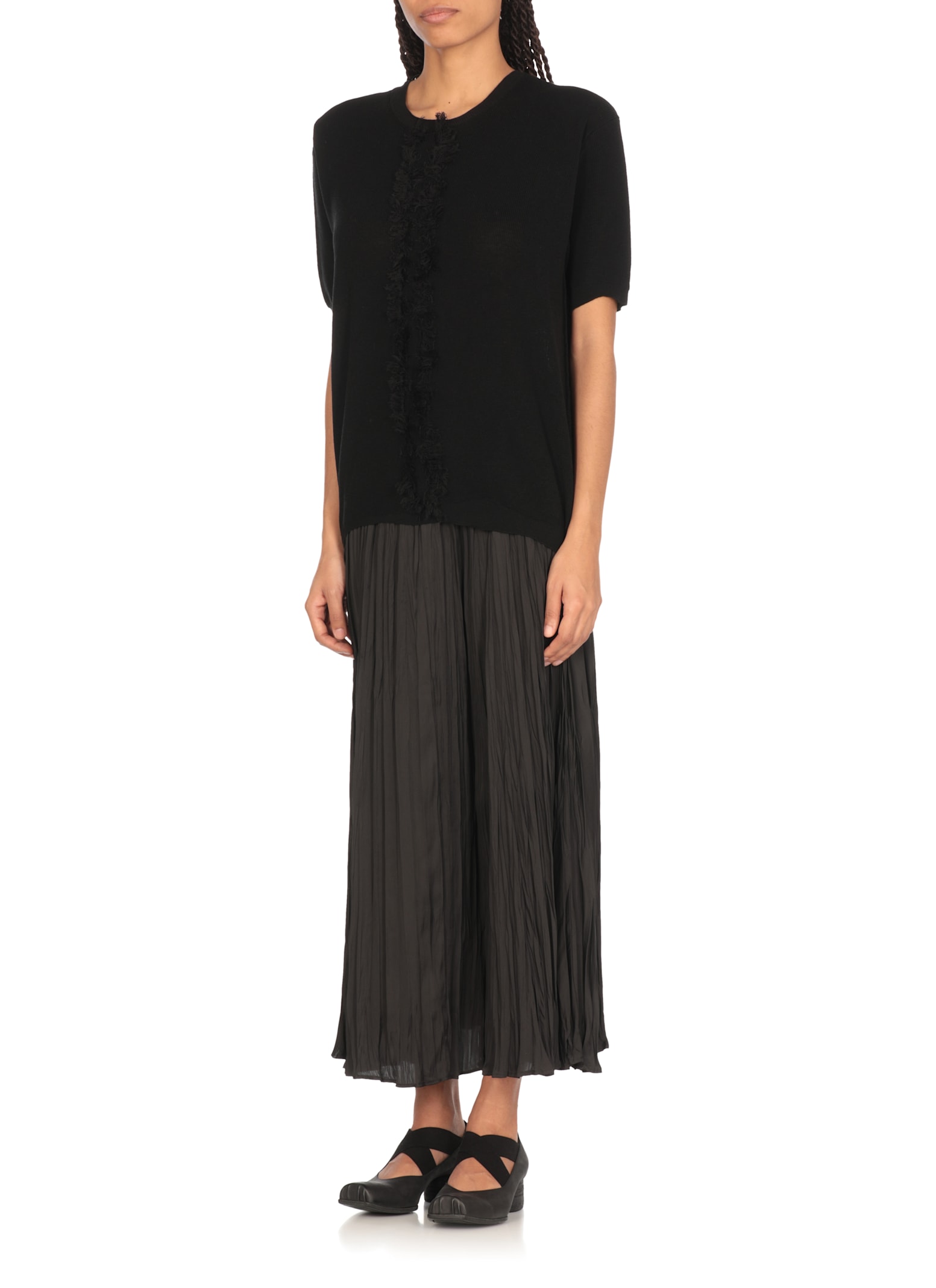Uma Wang Black Sweater With Fringes