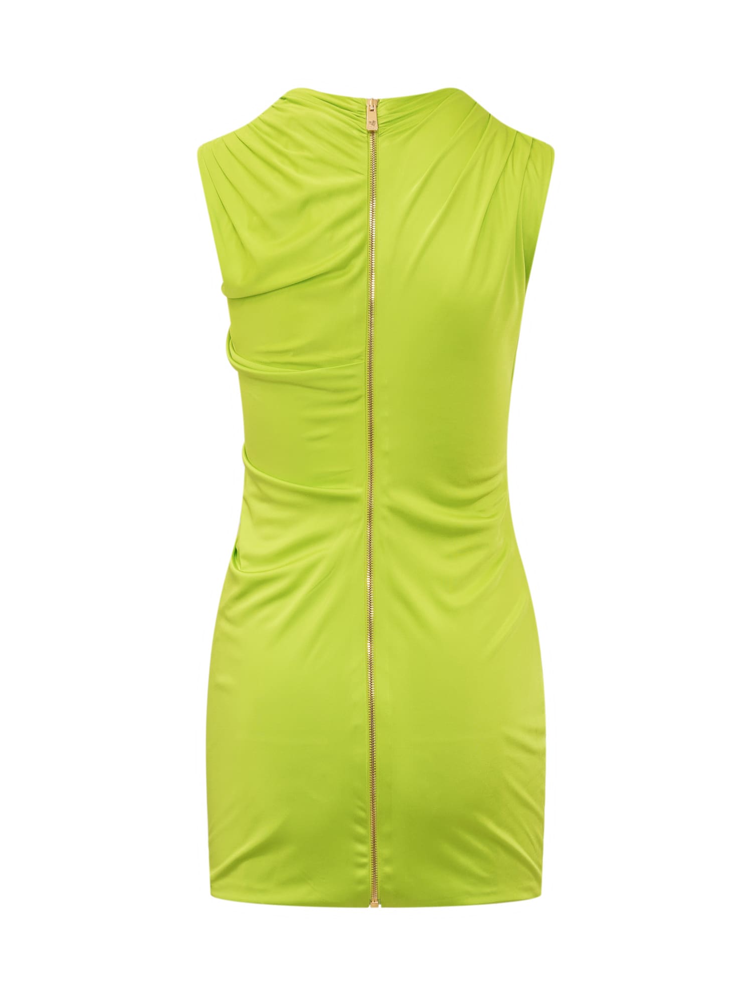 Versace Green Sleeveless Draped Mini Dress In Green