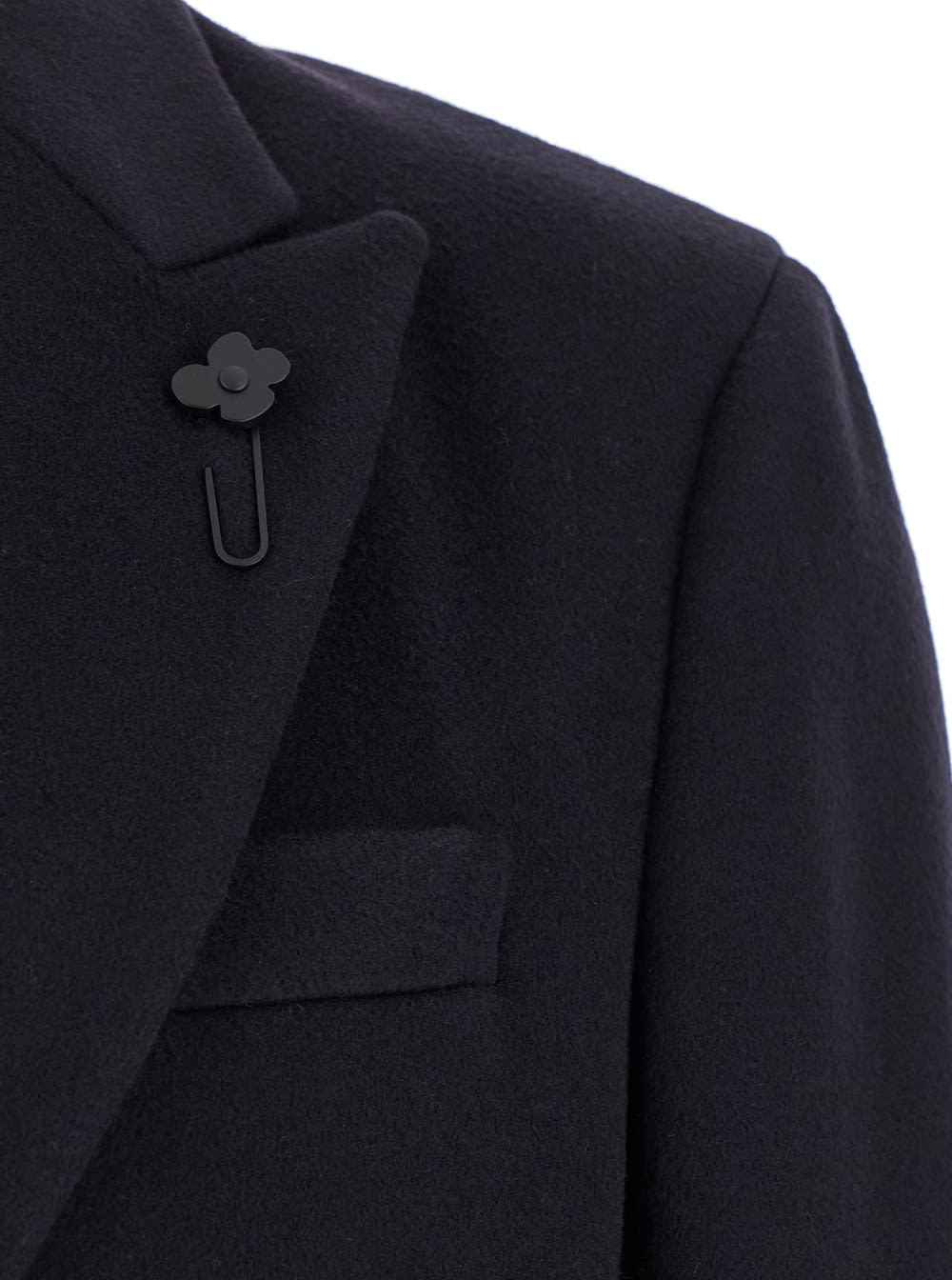 Shop Lardini Black Double-breasted Coat In Wool Man In Blu