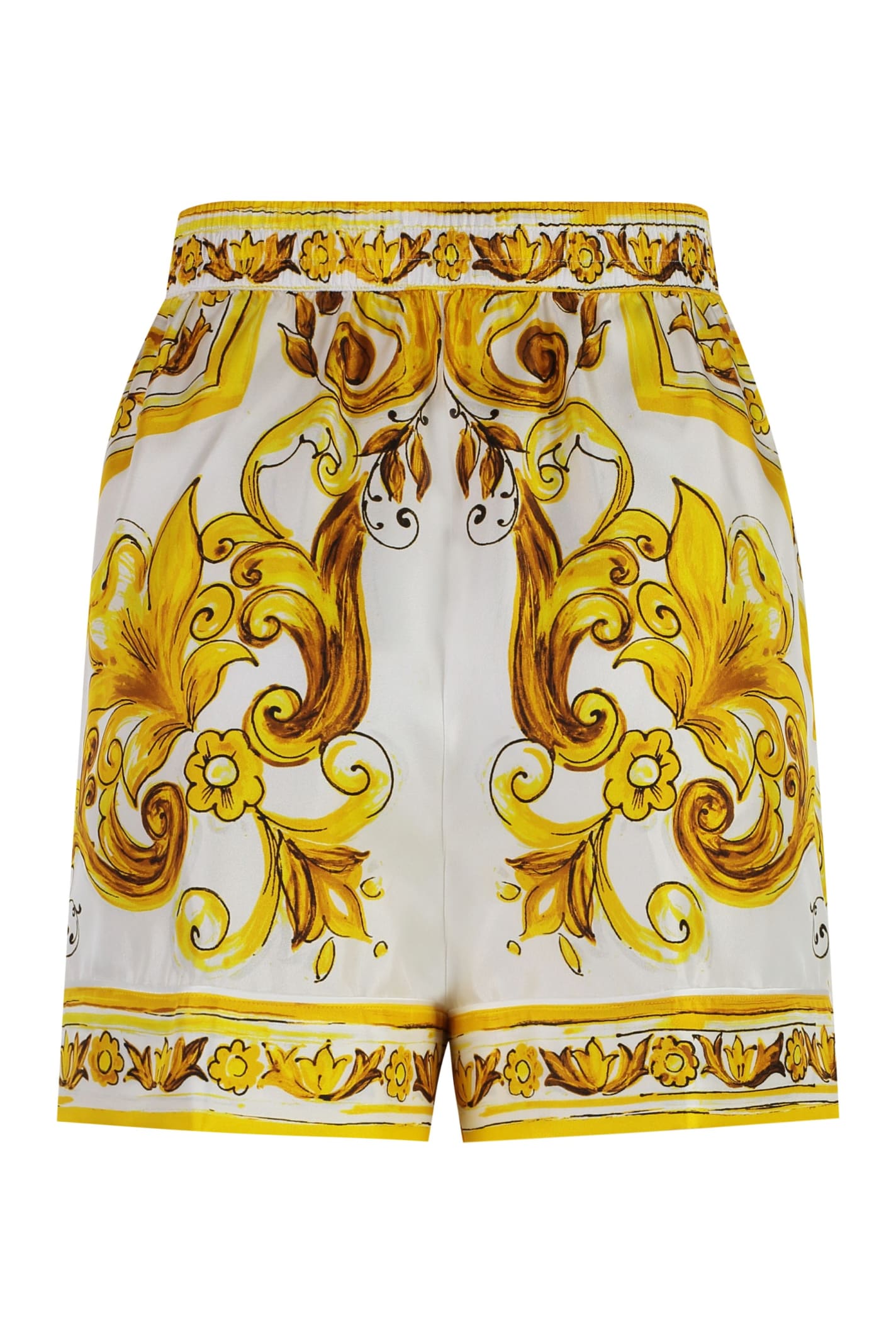 Shop Dolce & Gabbana Printed Silk Shorts In White