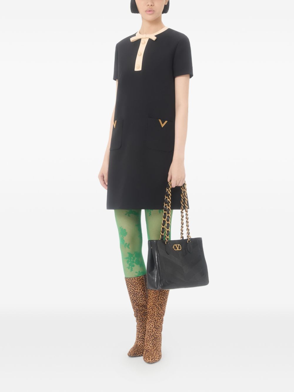 Valentino Minikleid Mit Goldfarbenen Details In Black