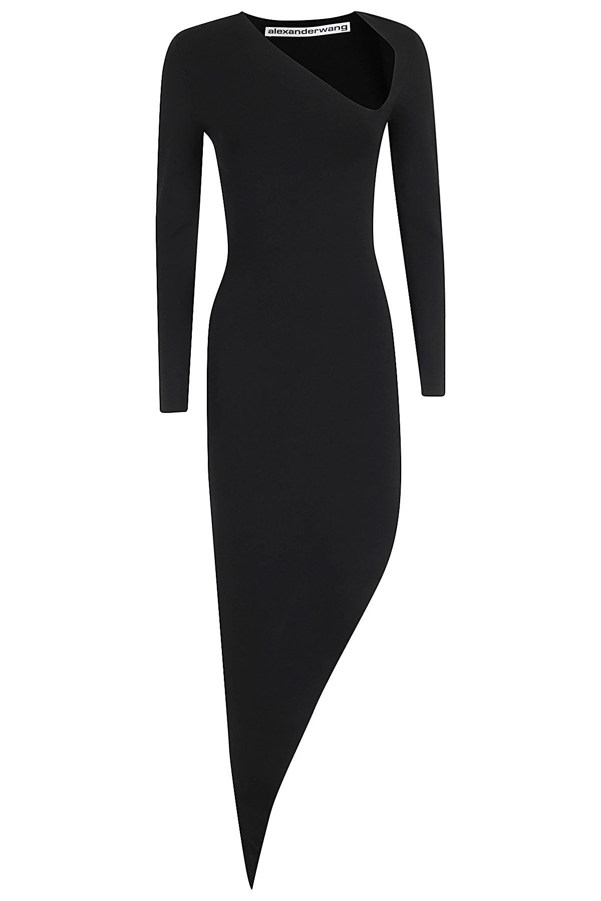 Shop Alexander Wang Asymmetrical Dress With Diagonal Hem In Black