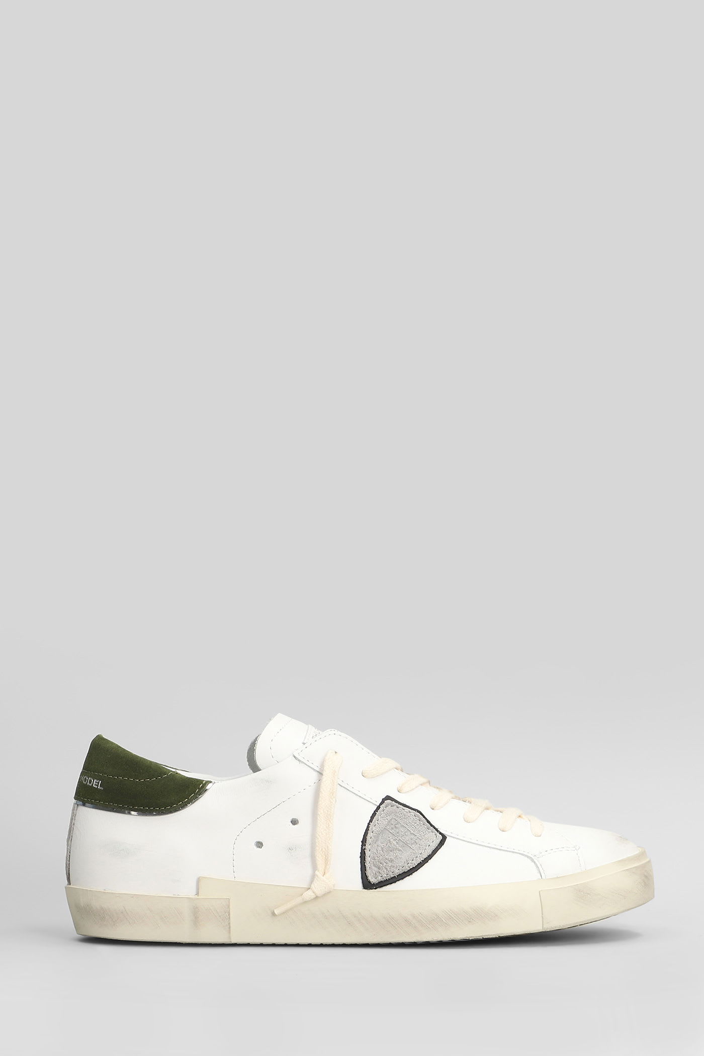 Philippe Model Prsx Low Sneakers In White Leather In White
