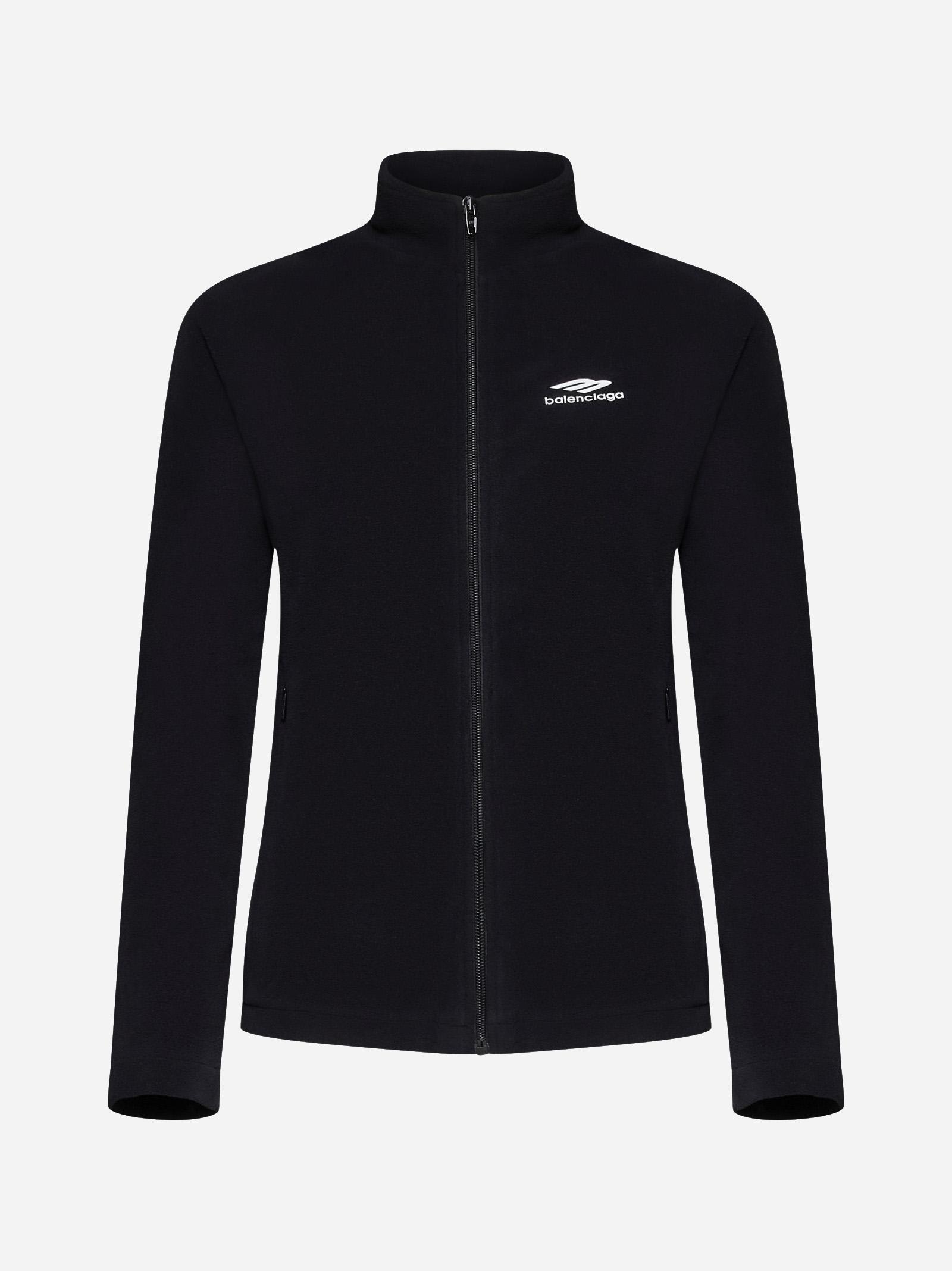 Shop Balenciaga Polar Fleece Zip-up Track Jacket In Black