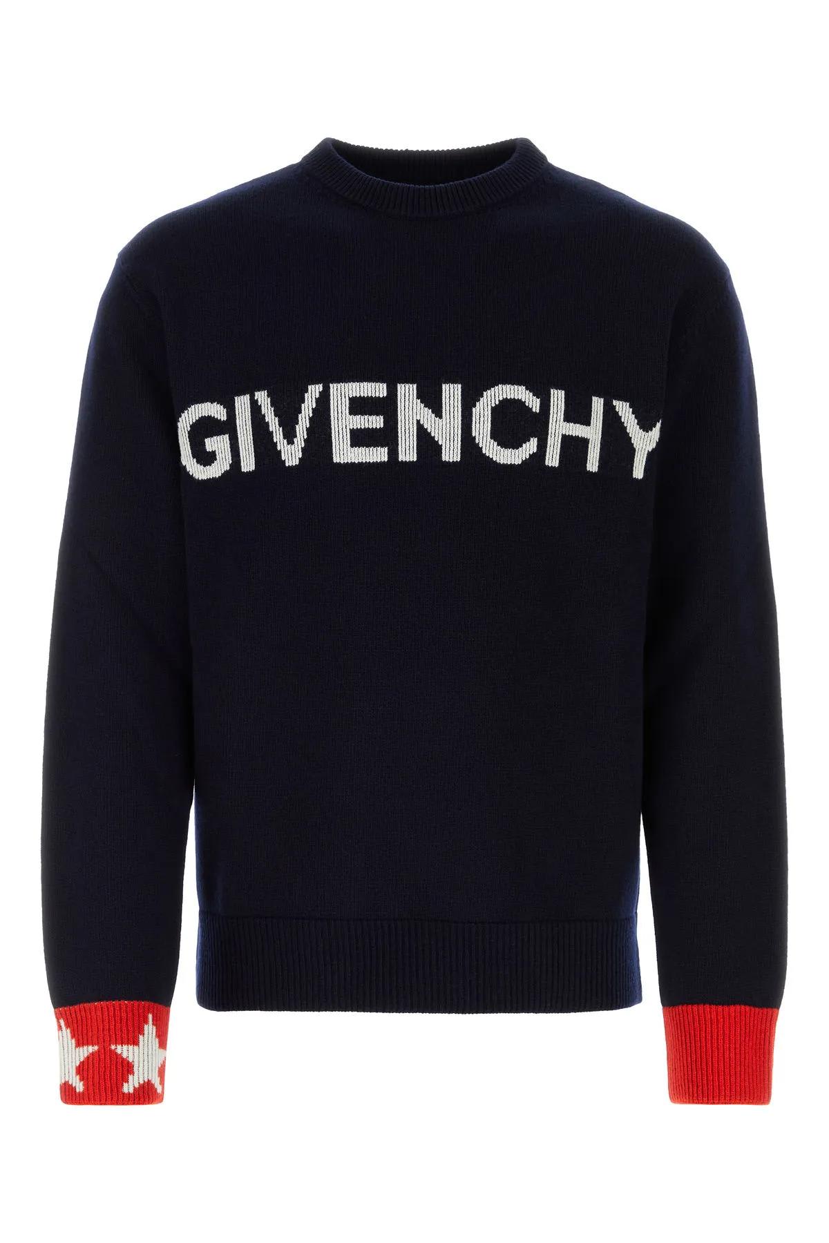 Givenchy Midnight Blue Wool Sweater In Black